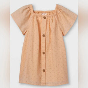 Girs' Eyelet Button-Front Woven Short Sleeve Top - Cat & Jack L(10/12) Orange.